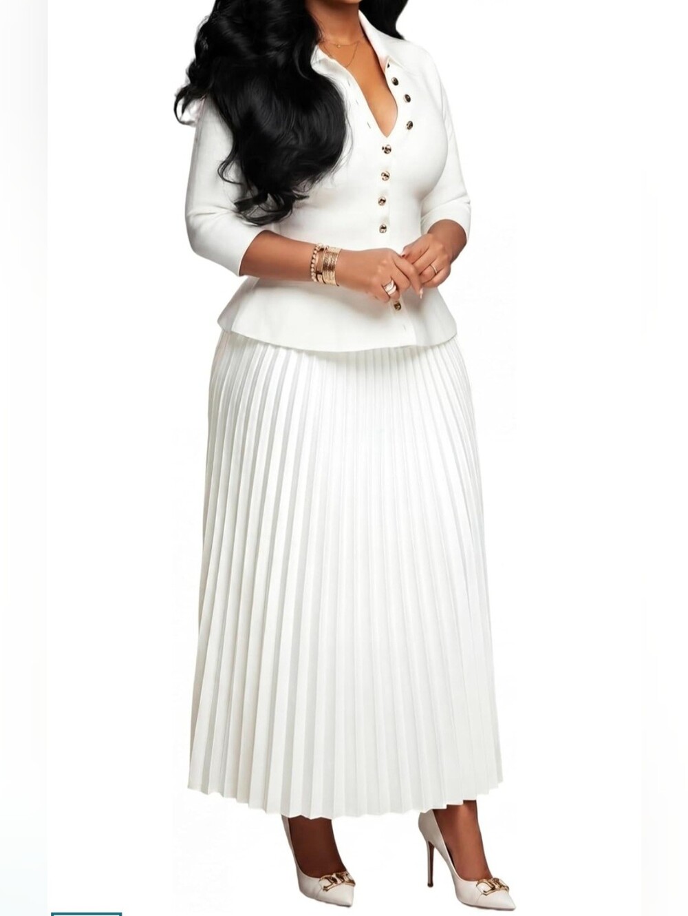 NWOT Elainone 2 Piece White Skirt Set - Medium